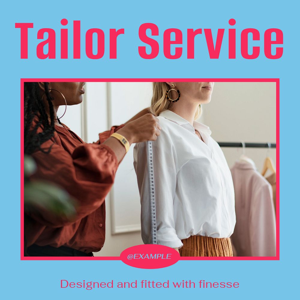 Tailor service Instagram post template, editable text