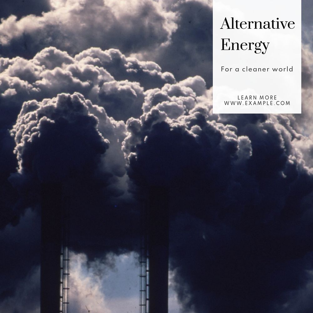 Alternative energy Instagram post template, editable text