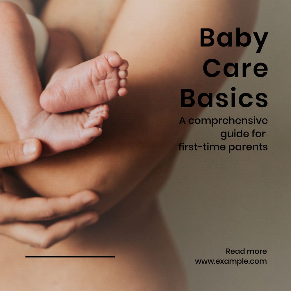 Baby care Instagram post template, editable text