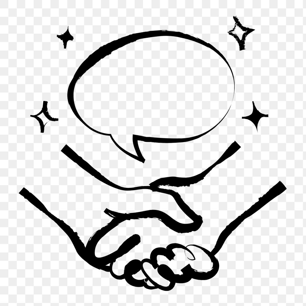 Png agreement handshake doodle, editable transparent background