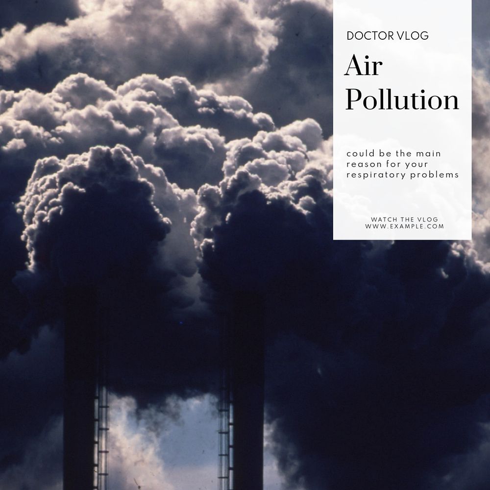 Air pollution Instagram post template, editable text