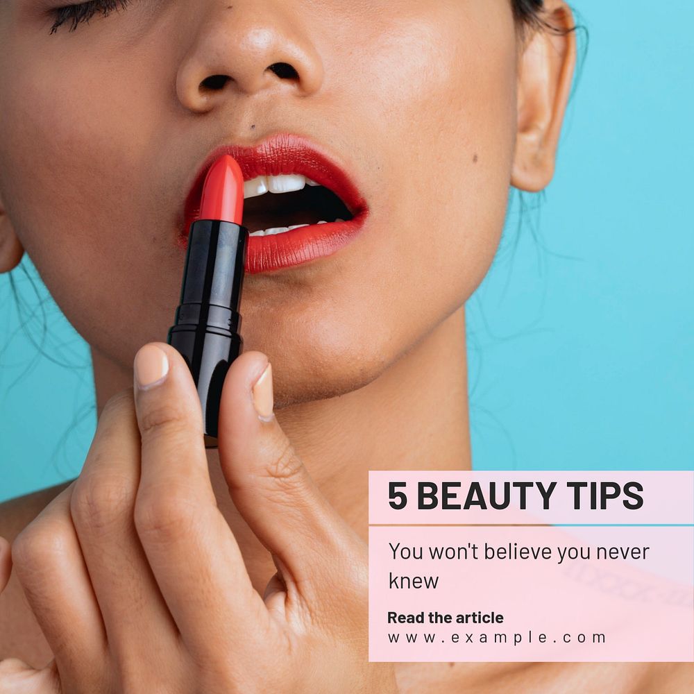 Beauty tips Instagram post template, editable text