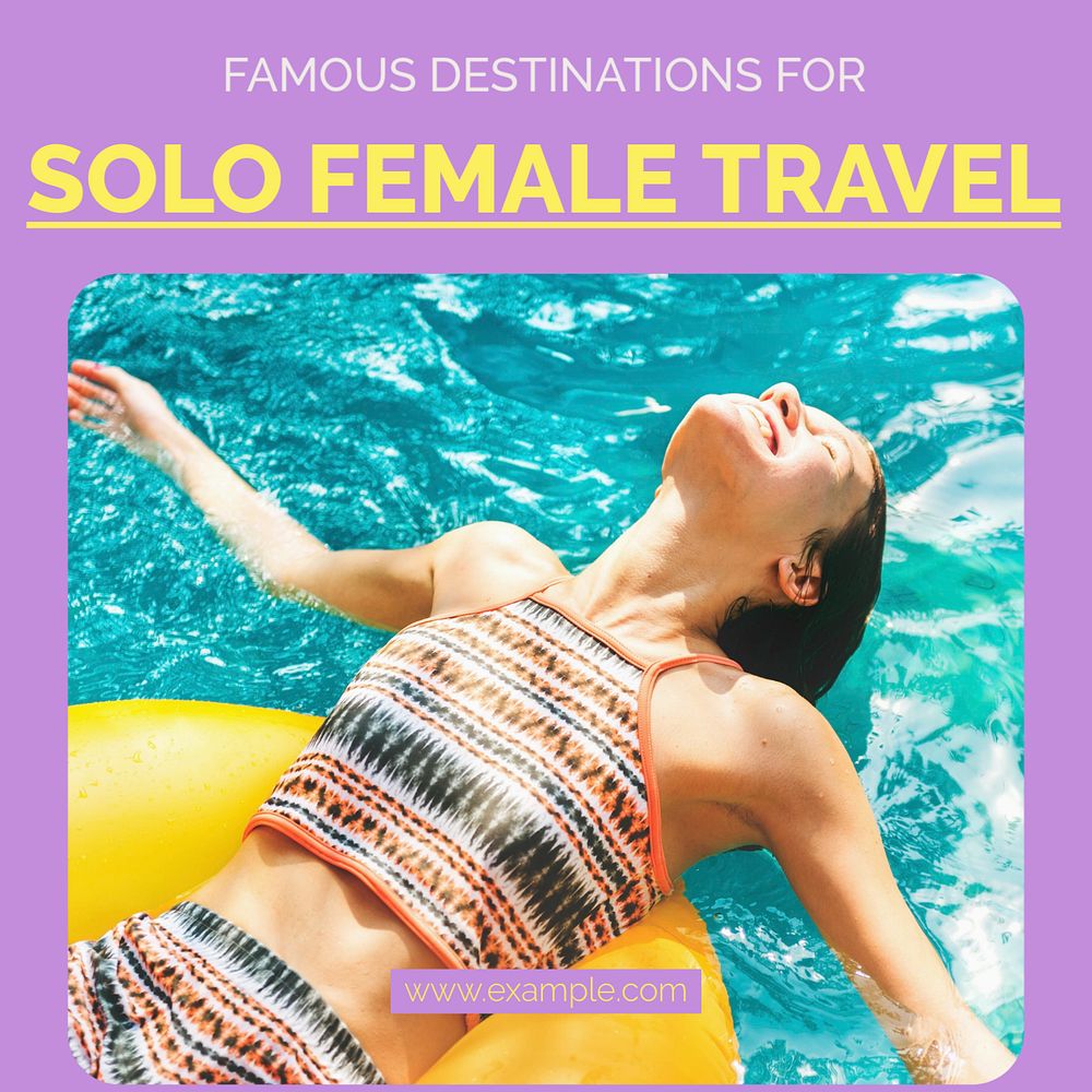 Female travel Instagram post template, editable text