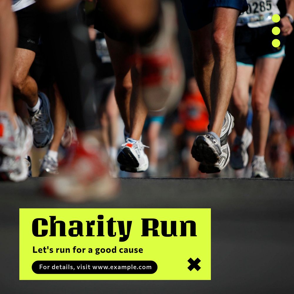 Charity run Instagram post template, editable text