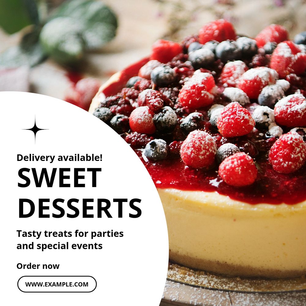 Sweet desserts Instagram post template, editable text