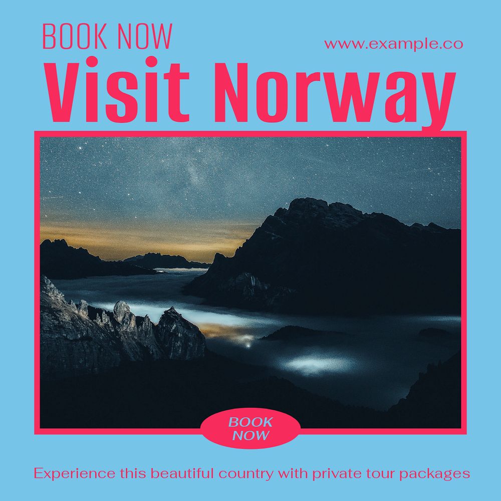 Visit Norway Instagram post template, editable text