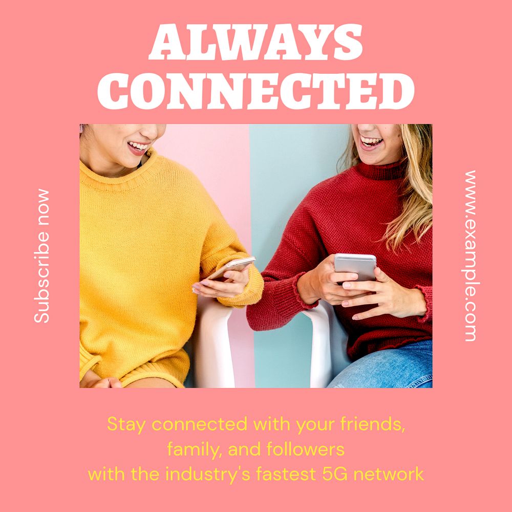 Always connected Instagram post template, editable text