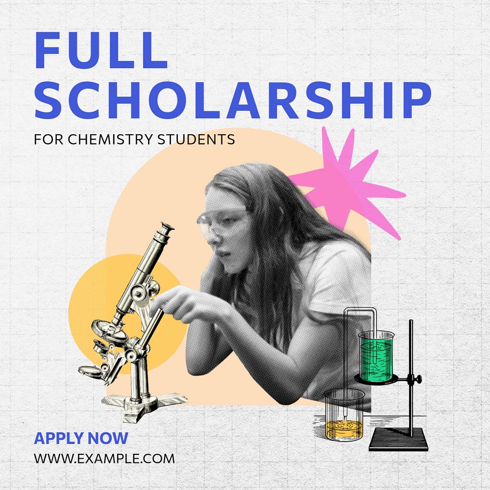 Full scholarship Instagram post template, editable text