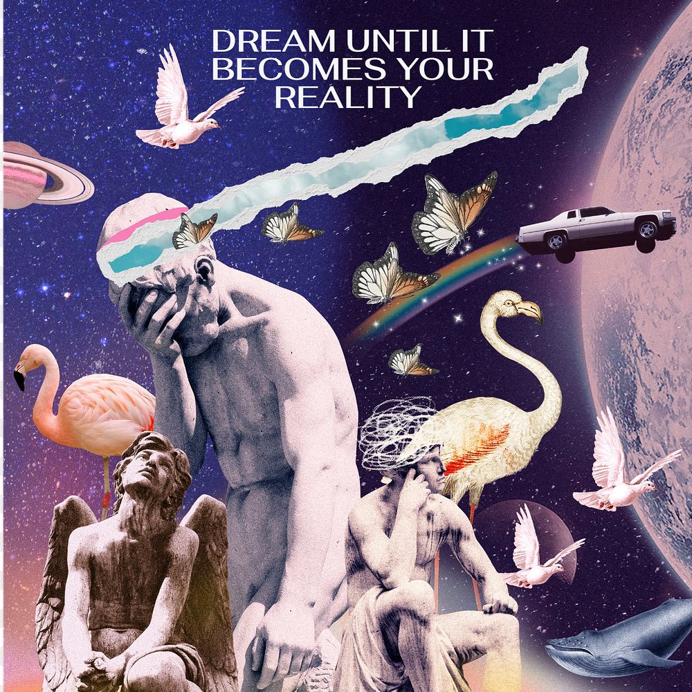 Dream until it becomes your reality Instagram post template, editable text