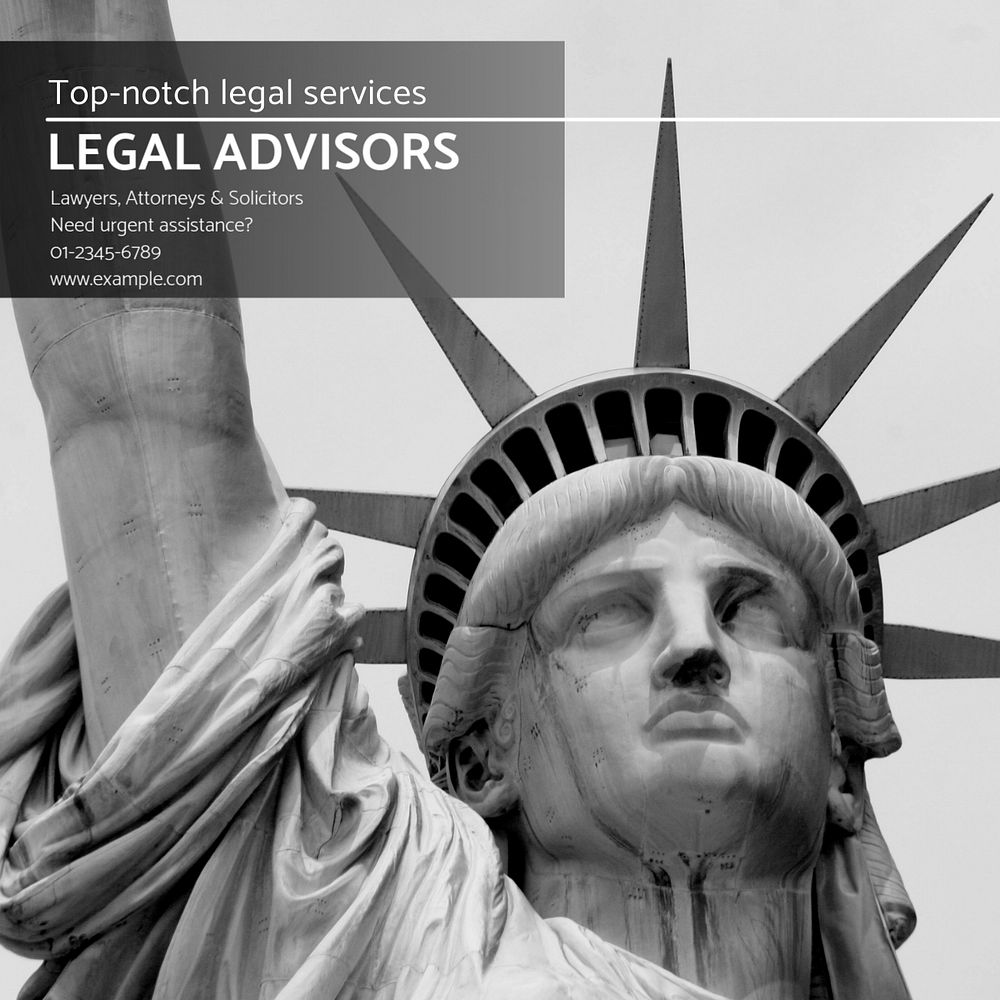 Legal advisors Instagram post template, editable text