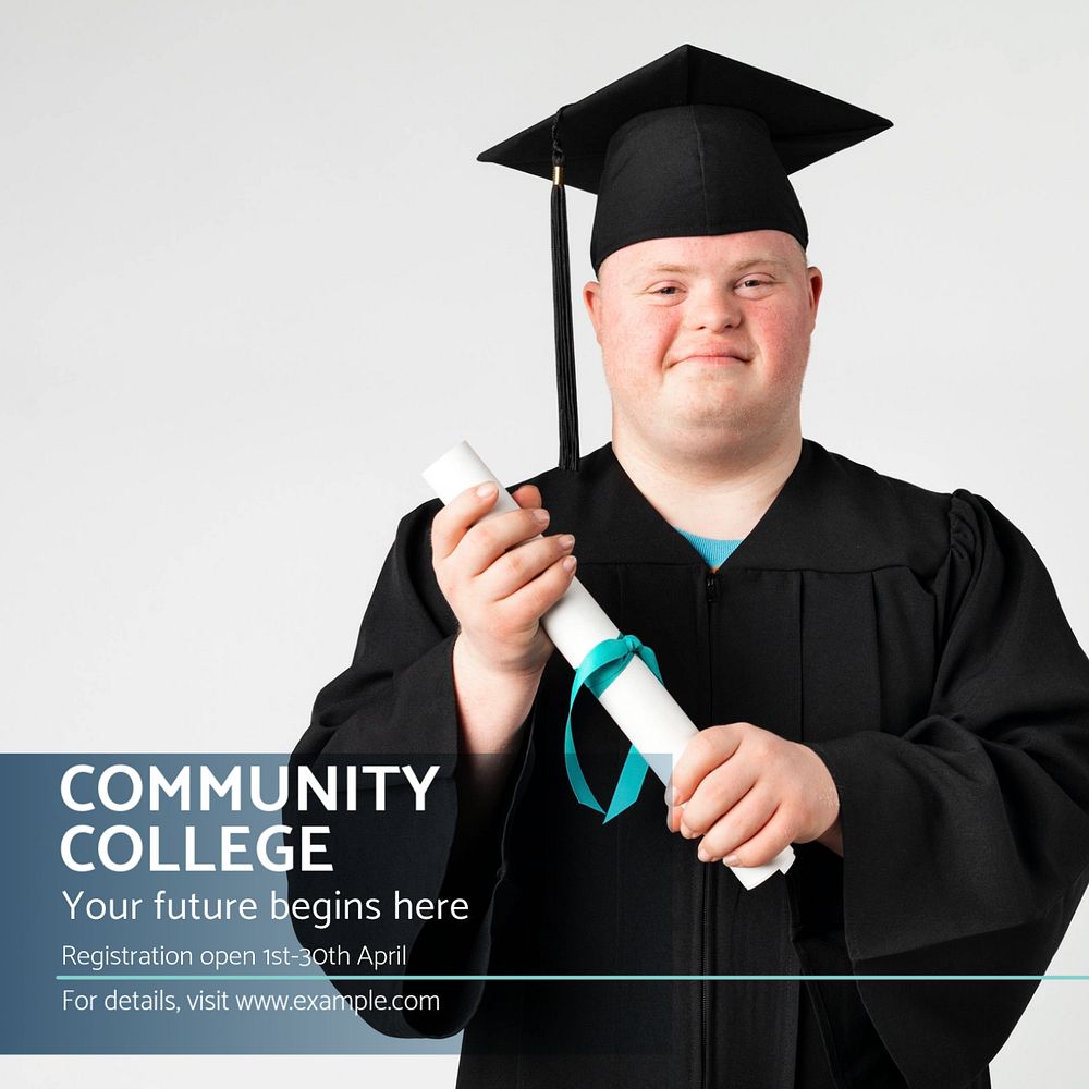 Community college Instagram post template, editable text