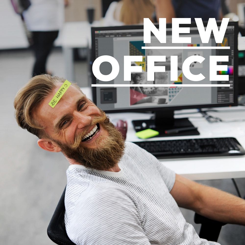 New office Instagram post template, editable text