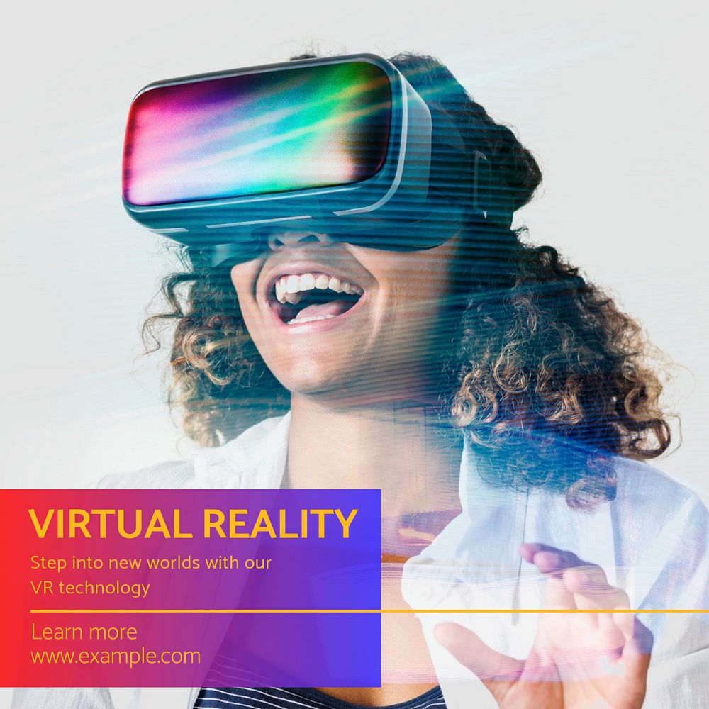 Virtual reality Instagram post template, editable text