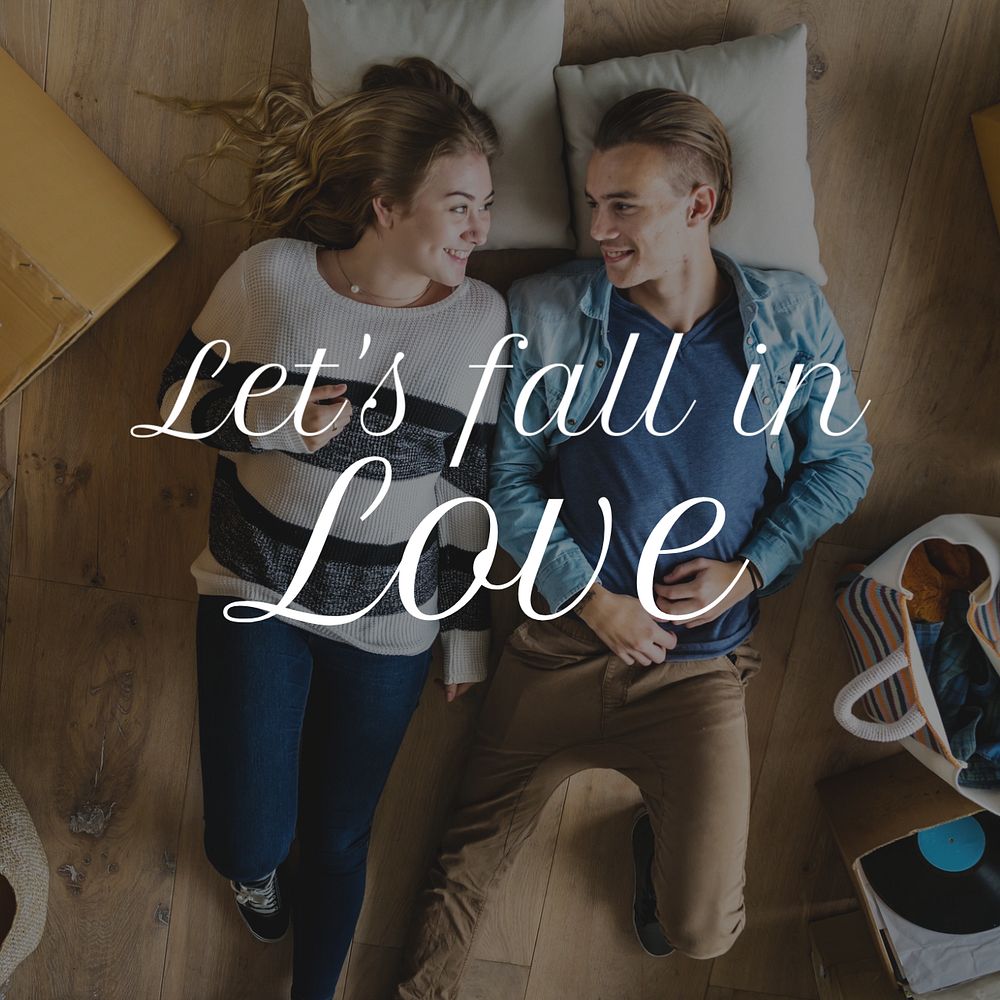 Let's fall in love Instagram post template, editable text