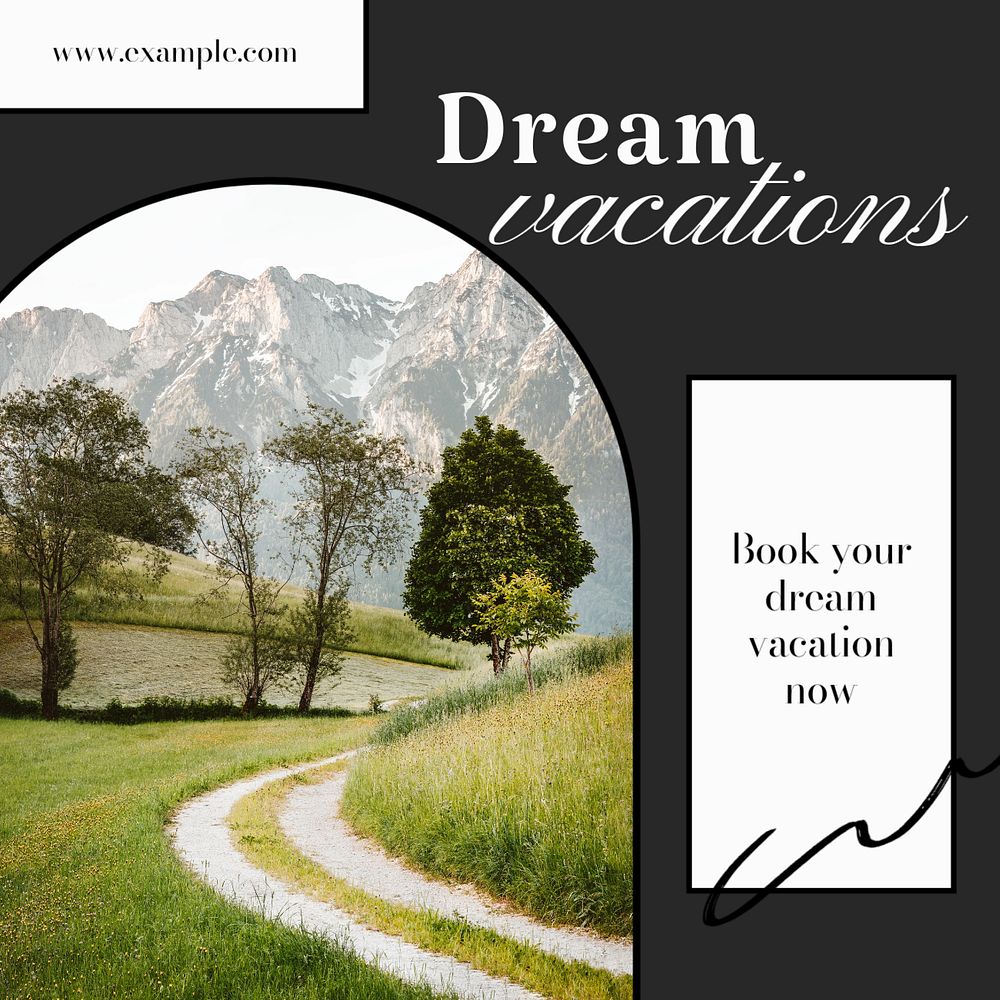 Dream vacation Instagram post template, editable text