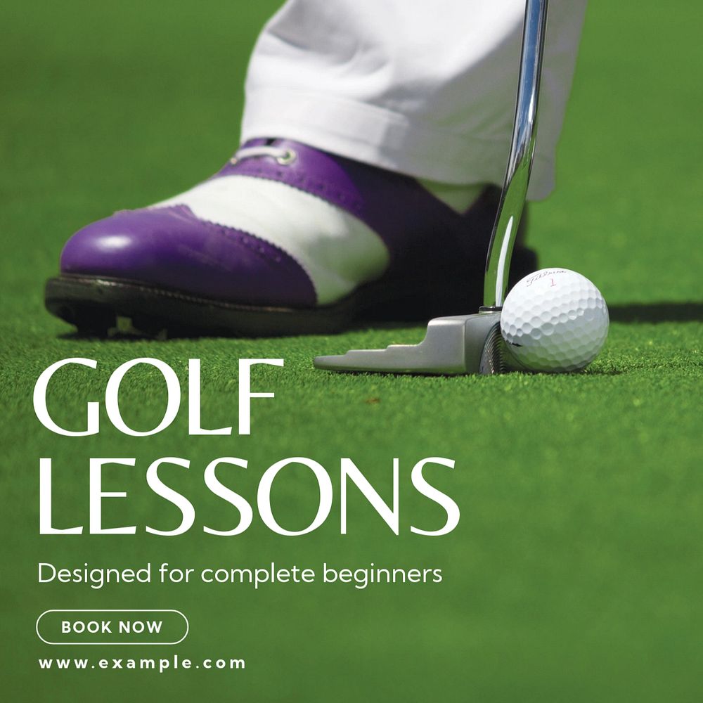 Golf lessons Instagram post template, editable text