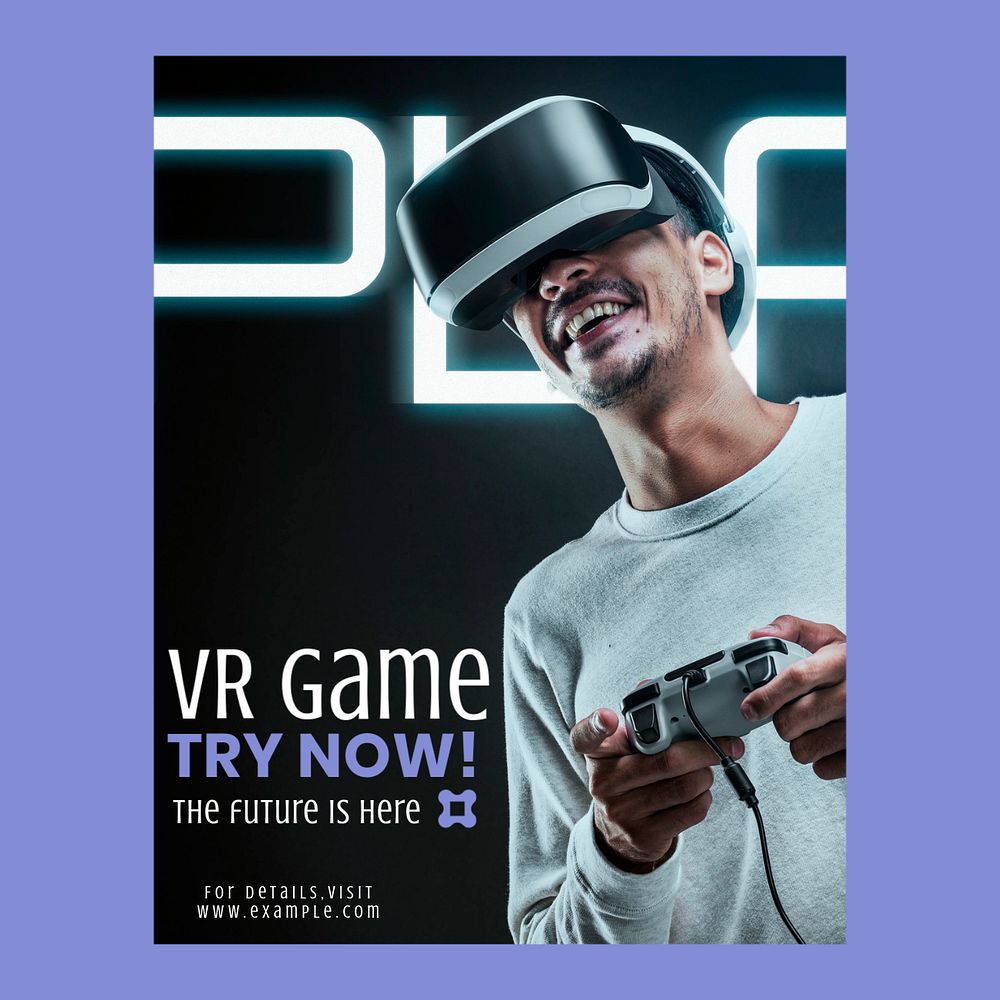 VR game Instagram post template, editable text