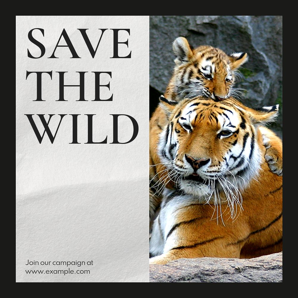 Save wild Instagram post template, editable text