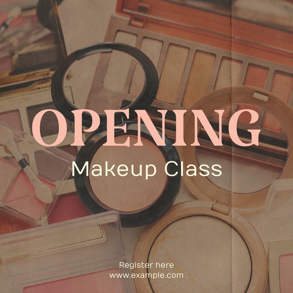 Makeup class Instagram post template, editable text