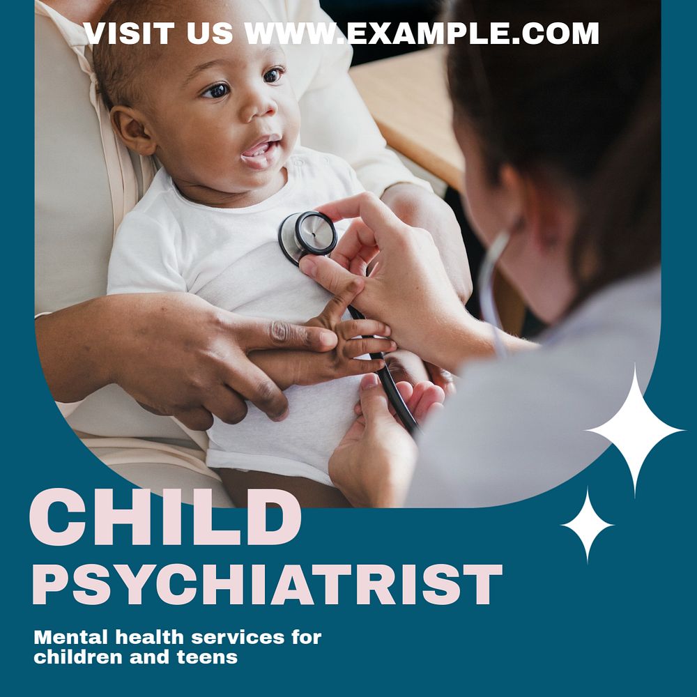 Child psychiatrist Instagram post template, editable text