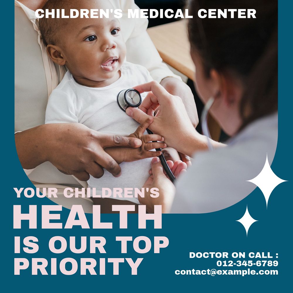 Children's health Instagram post template, editable text