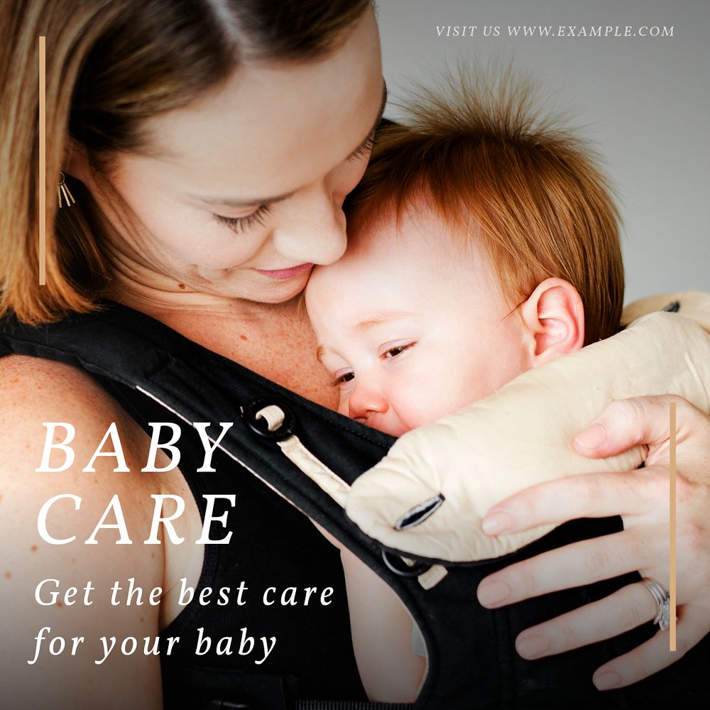 Baby care Instagram post template, editable text