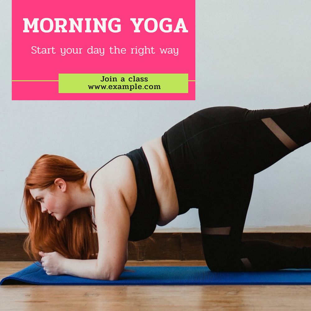 Morning yoga Instagram post template, editable text