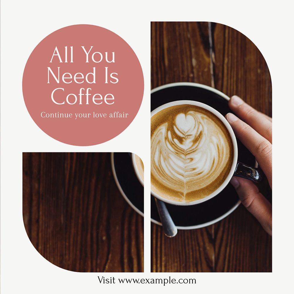 Coffee Instagram post template, editable text