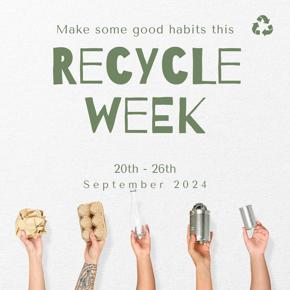 Recycle week Instagram post template, editable design