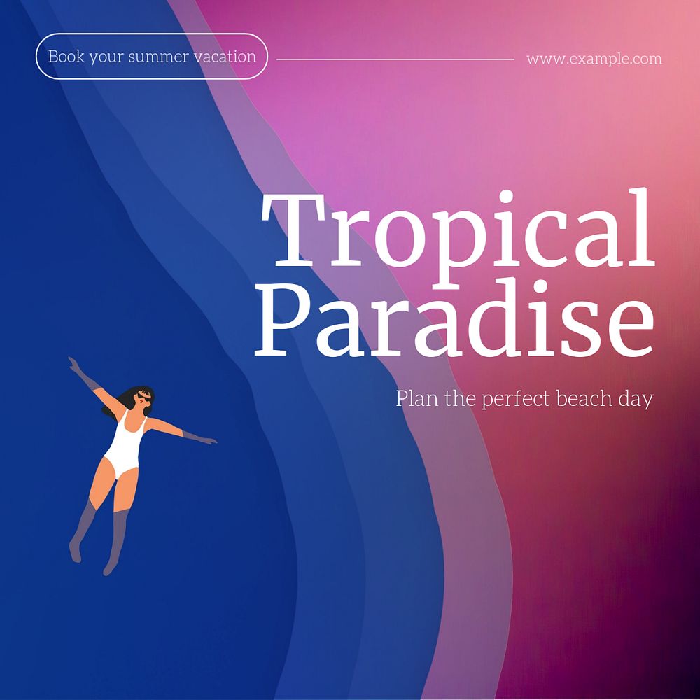 Tropical paradise Instagram post template, editable text