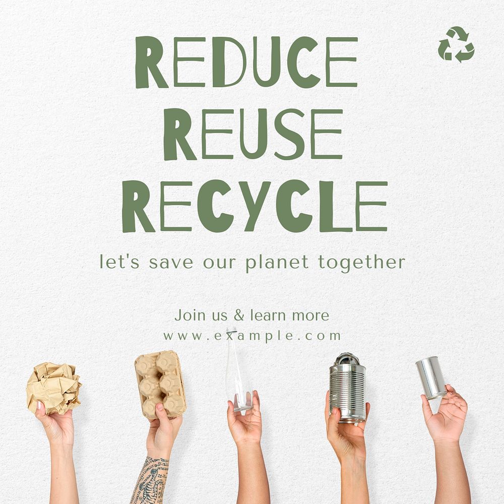 Reduce reuse recycle Instagram post template, editable design