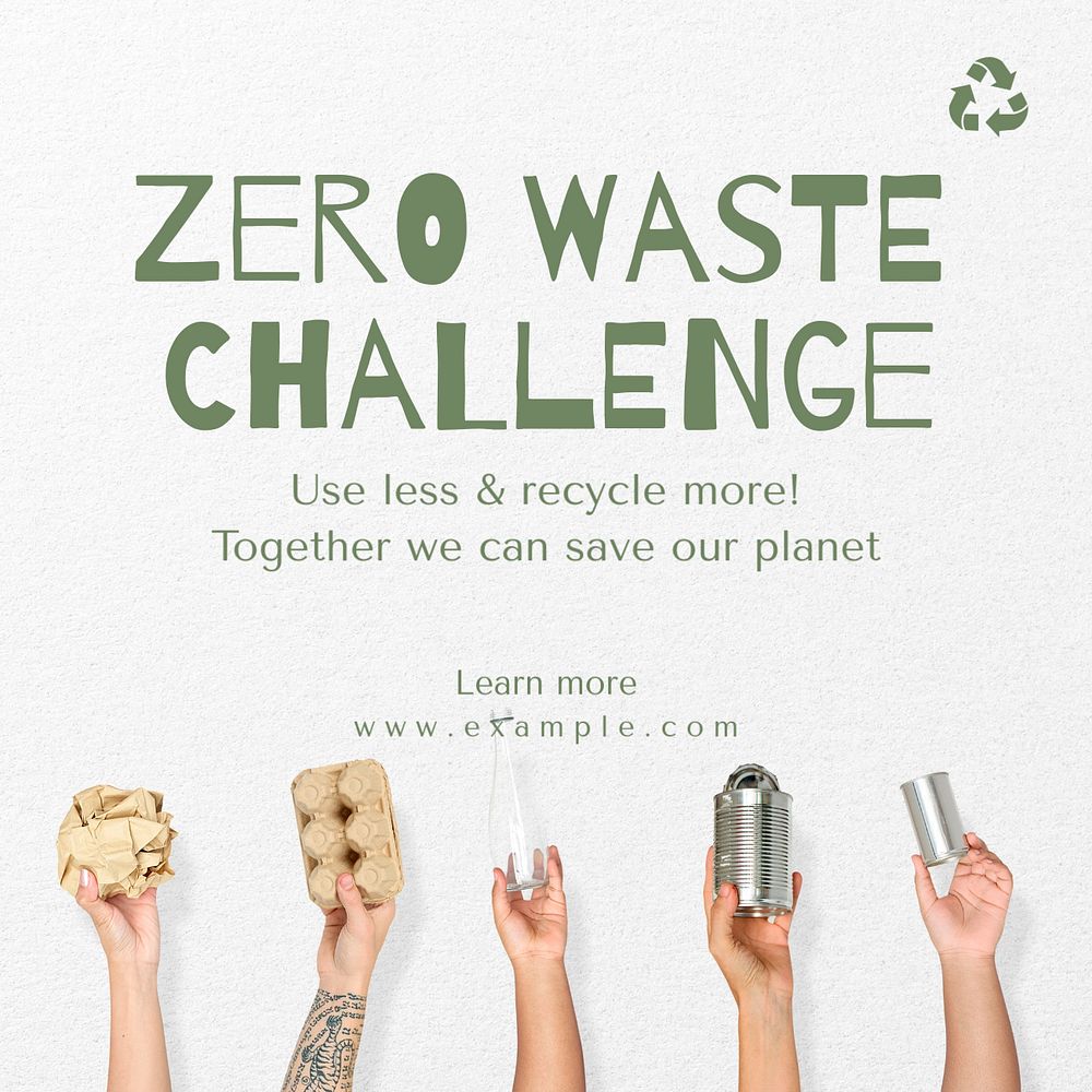 Zero waste challenge Instagram post template, editable design