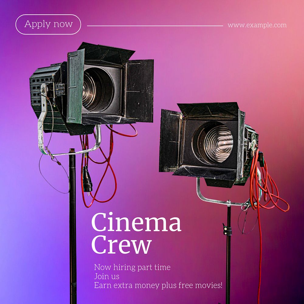 Cinema crew Instagram post template, editable text