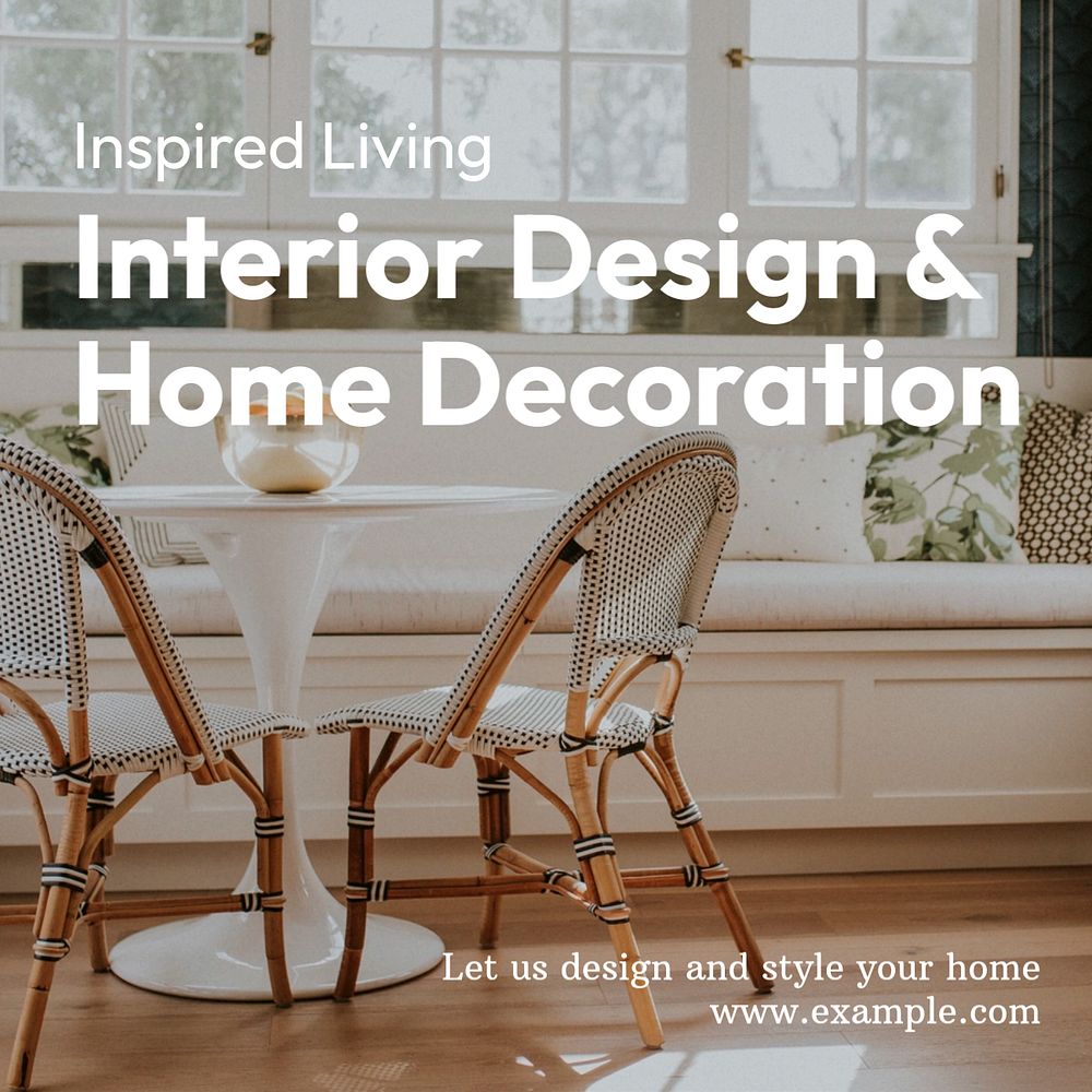 Interior design  Instagram post template, editable text