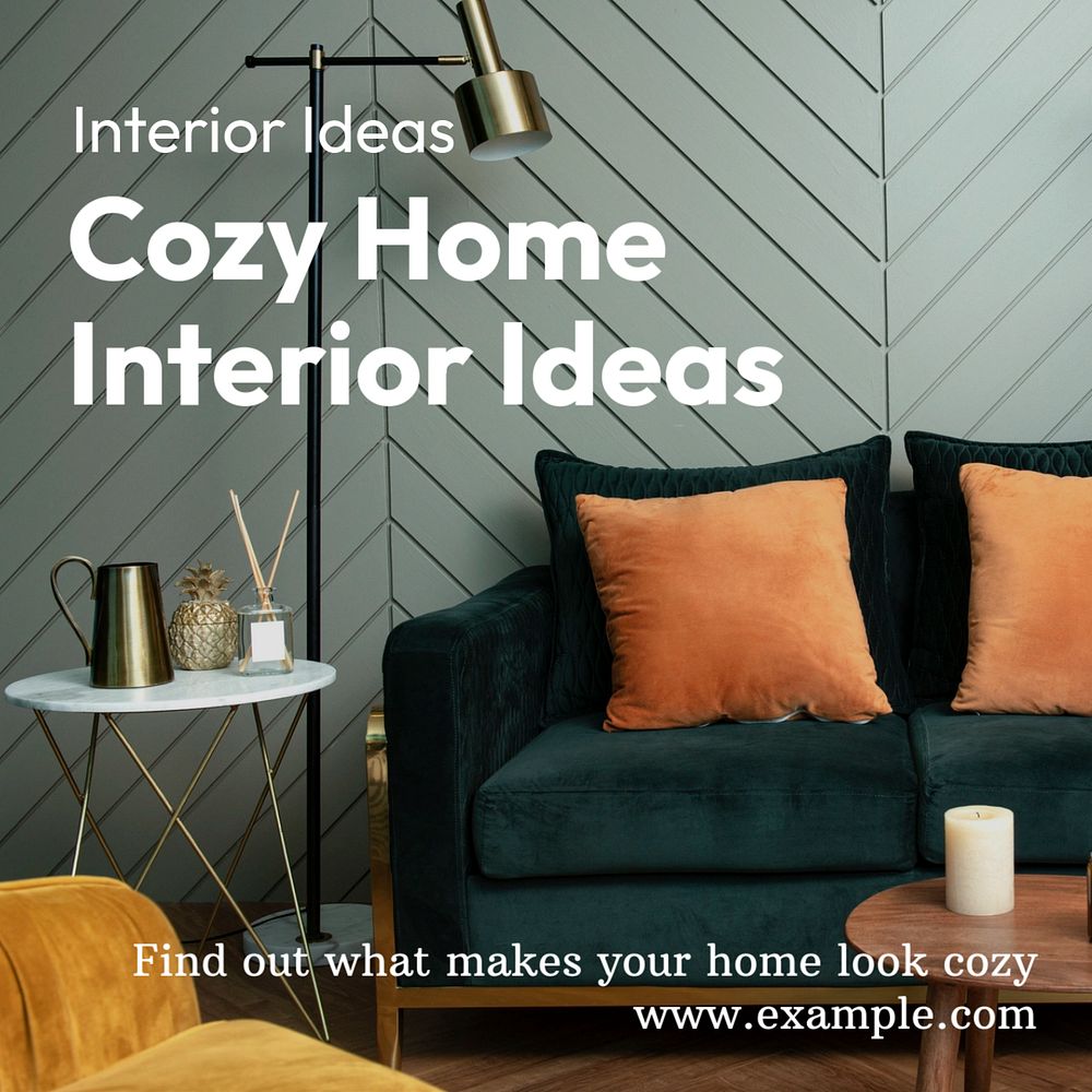 Interior ideas  Instagram post template, editable text