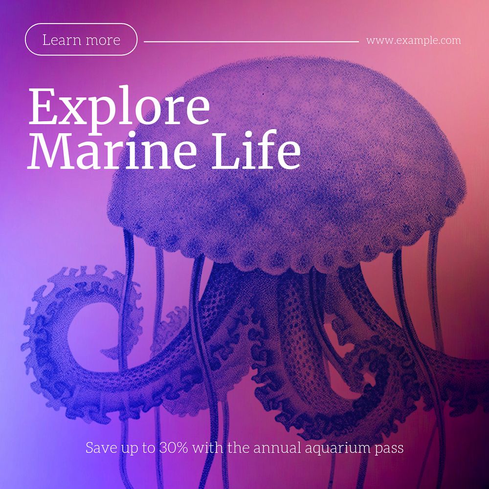 Explore marine life Instagram post template, editable text