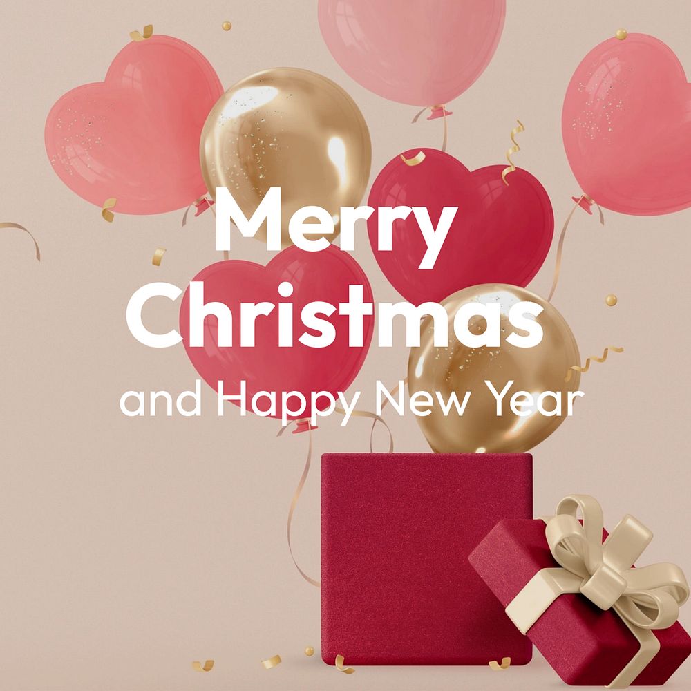 Merry Christmas Instagram post template, editable text