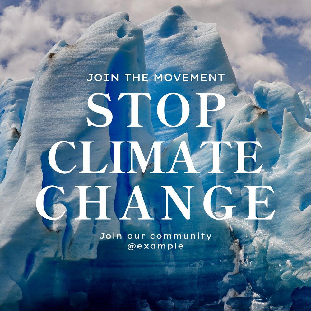 Stop climate change Instagram post template, editable text