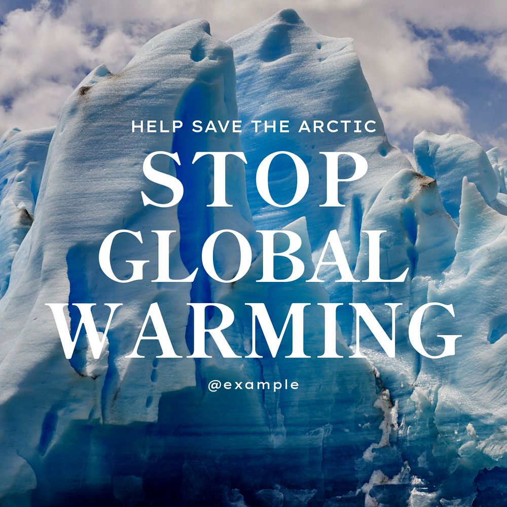 Stop global warming Instagram post template, editable text