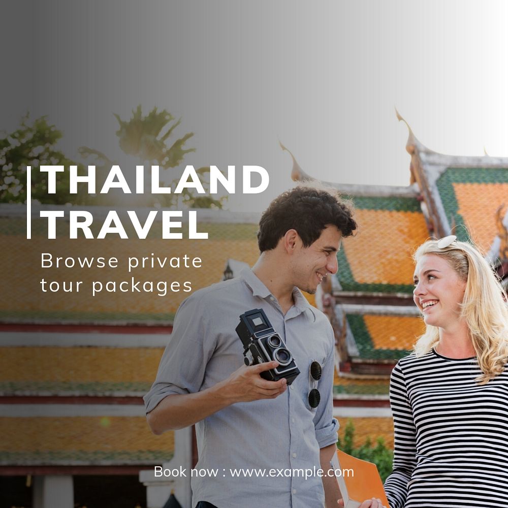 Thailand travel  Instagram post template, editable text