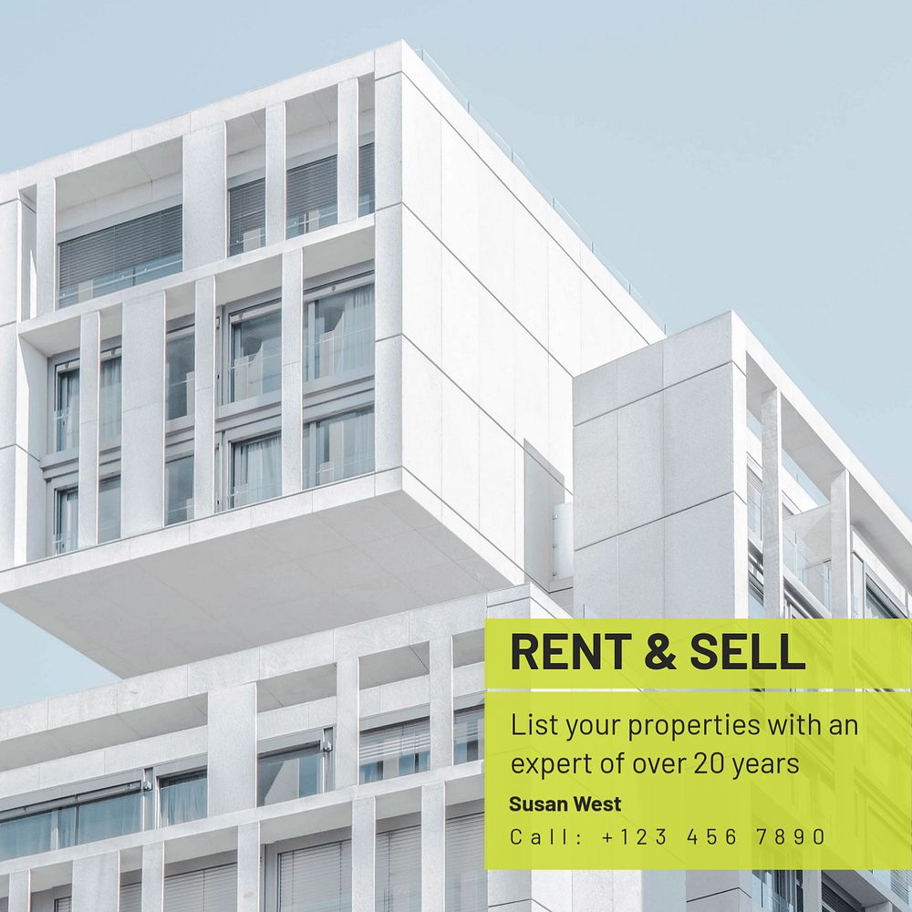 Rent & sell Instagram post template, editable text