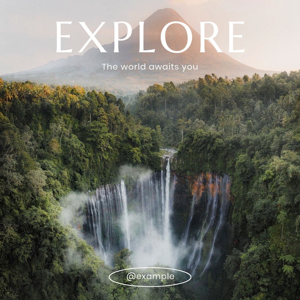 Explore the world Instagram post template, editable text