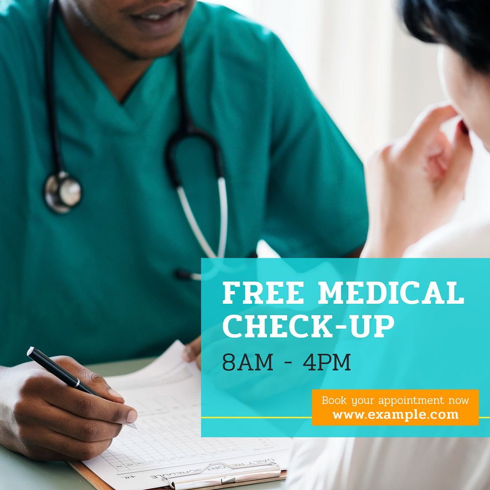 Medical checkup Instagram post template, editable text