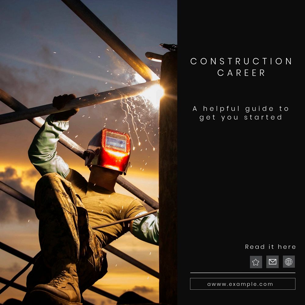 Construction career Instagram post template, editable text