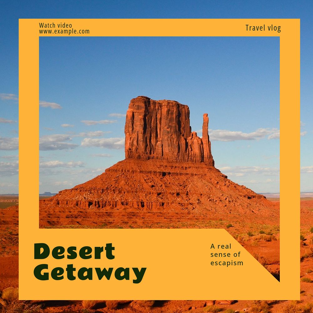 Desert getaway Instagram post template, editable text