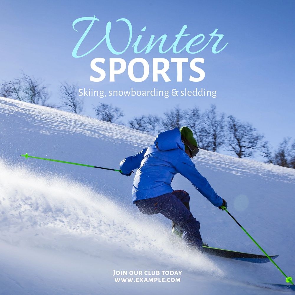 Winter sports Instagram post template, editable text