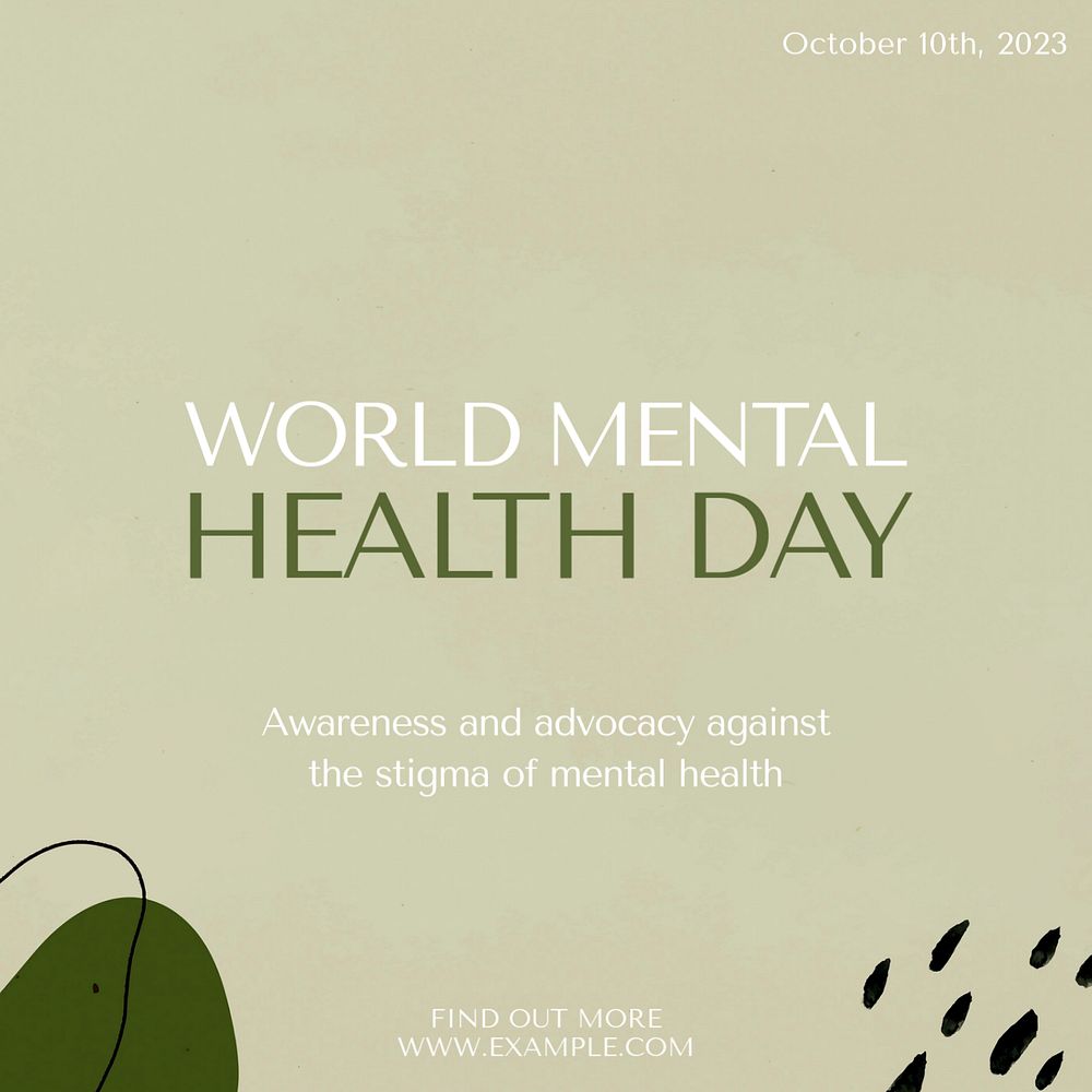 Mental health day Instagram post template, editable text