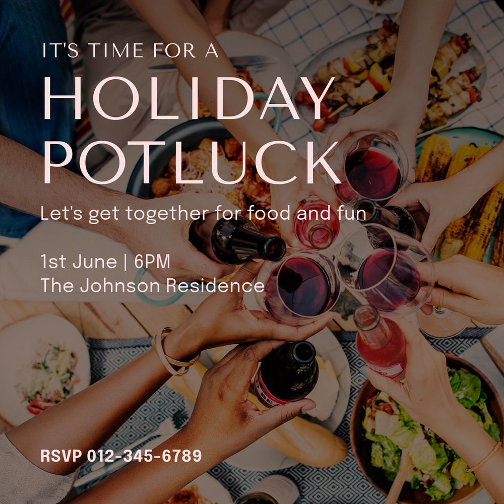 Holiday potluck Instagram post template, editable text