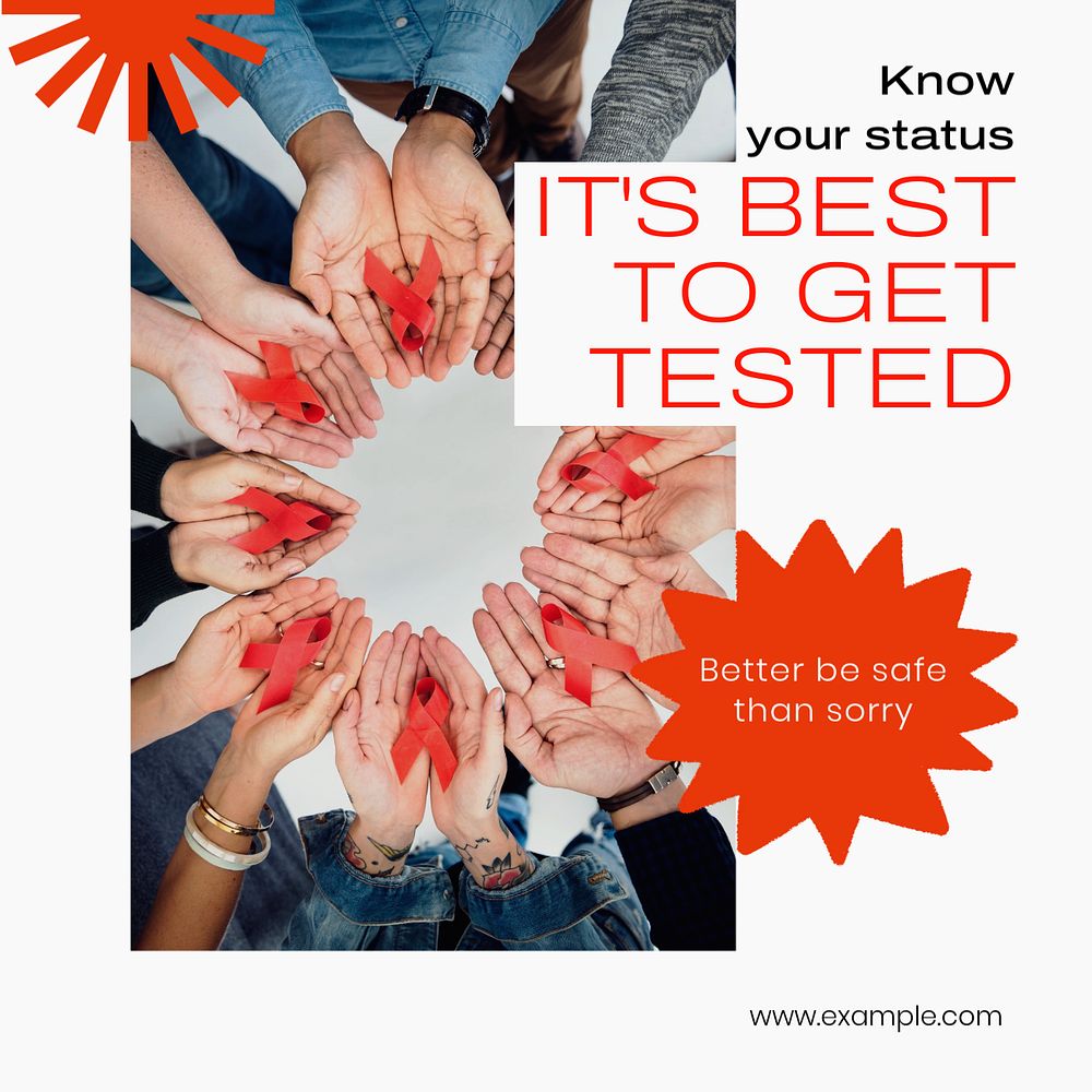 HIV get tested Instagram post template, editable text