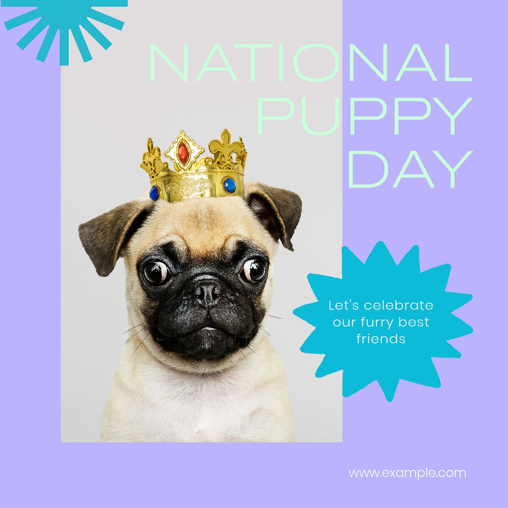 National puppy day Instagram post template, editable text